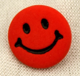 Knap 15 mm rød Smiley 