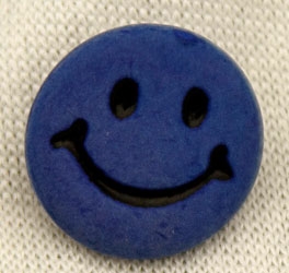 Knap 15 mm blå Smiley 