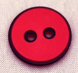 Knap 18 mm rød med sort kant