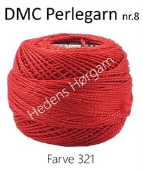 DMC Perlegarn nr. 8 farve 321 mørk rød